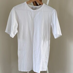 White Cotton Crew Neck Mini T-Shirt Dress